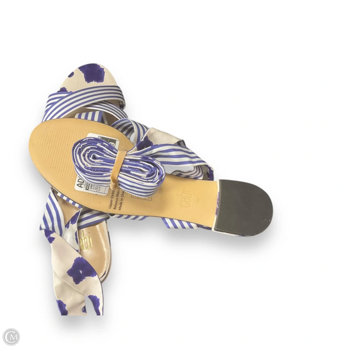 Sandals Flats By Cabi In Striped Pattern, Size: 8