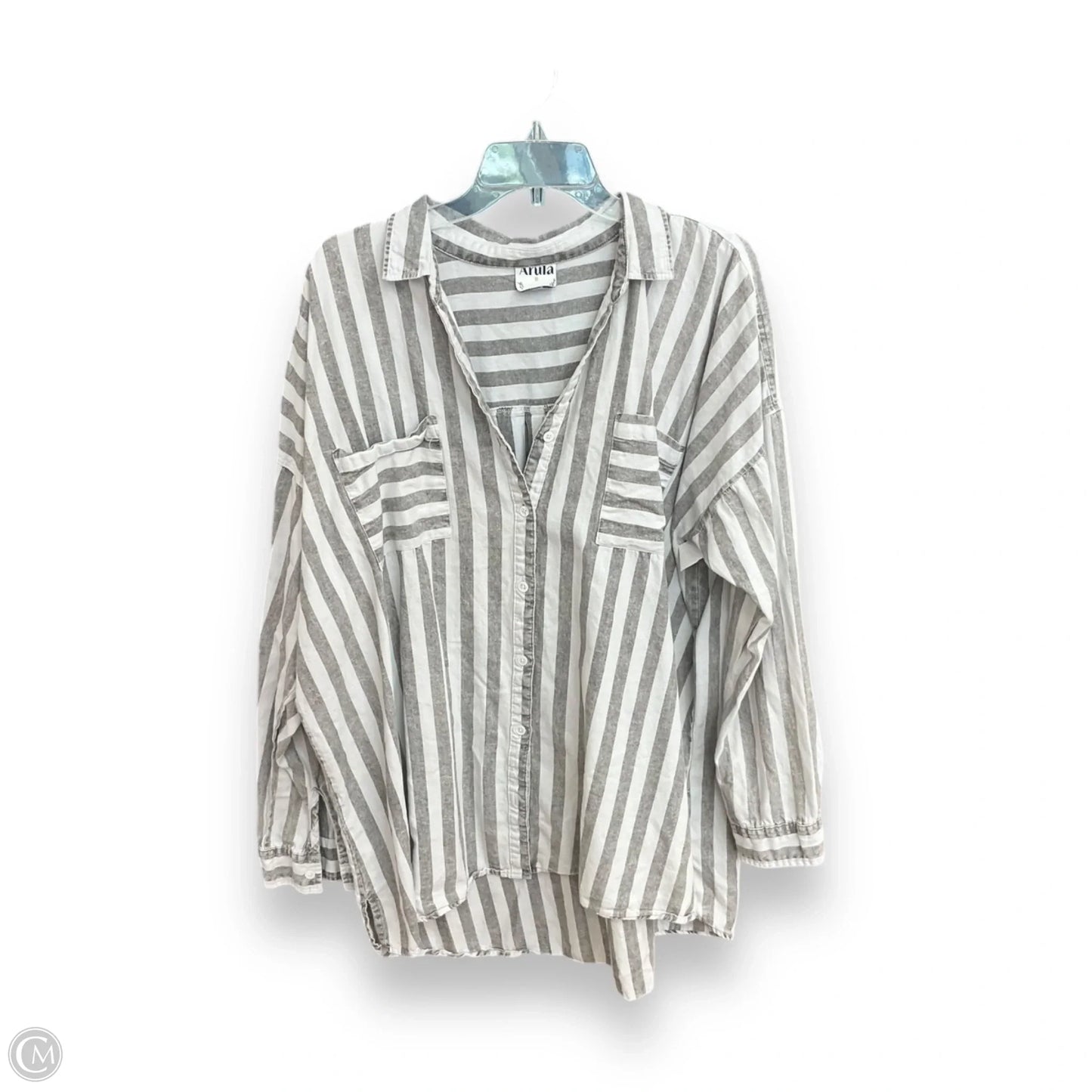 Blouse 3/4 Sleeve By Arula In Striped Pattern, Size: 2x