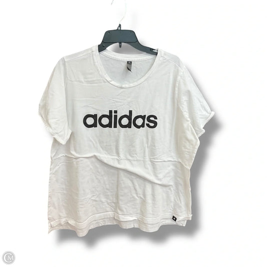 Athletic Top Short Sleeve By Adidas In White, Size: 3x