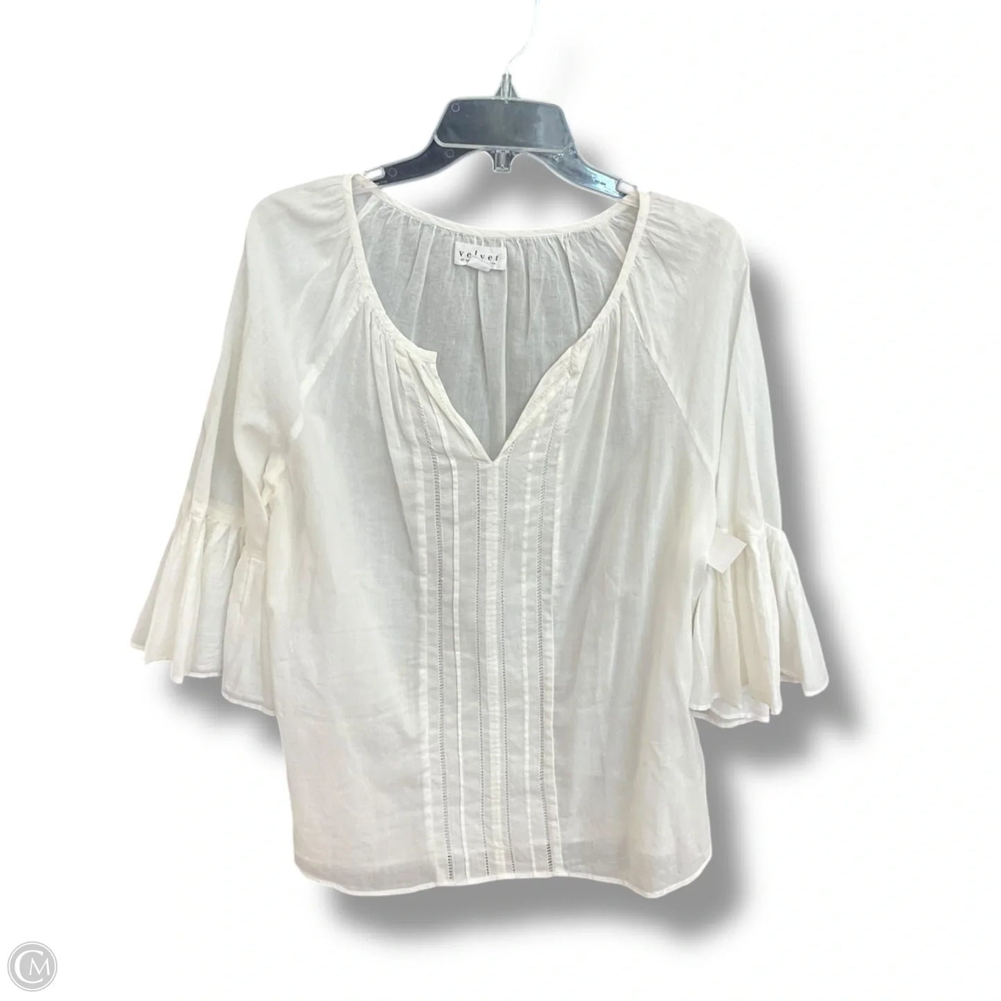 Top 3/4 Sleeve By Velvet In Cream, Size: L