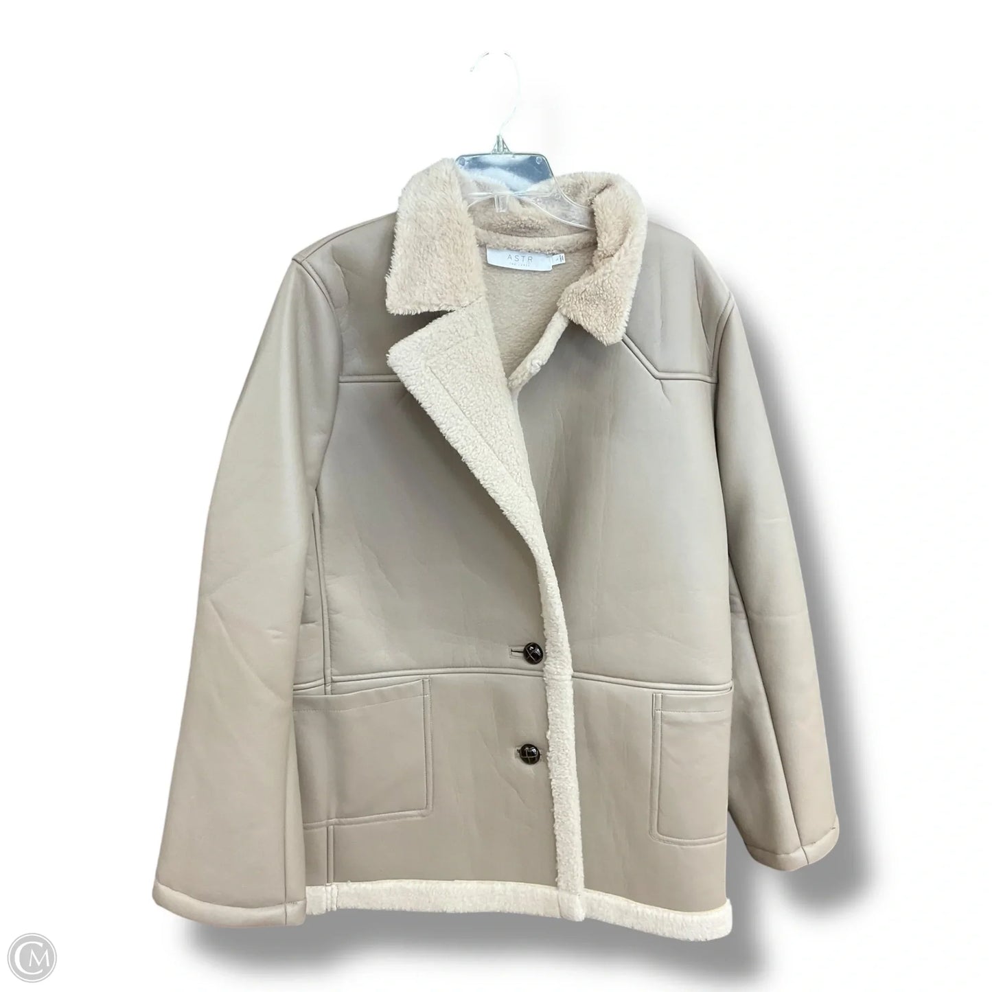Coat Faux Fur & Sherpa By Astr In Beige, Size: L