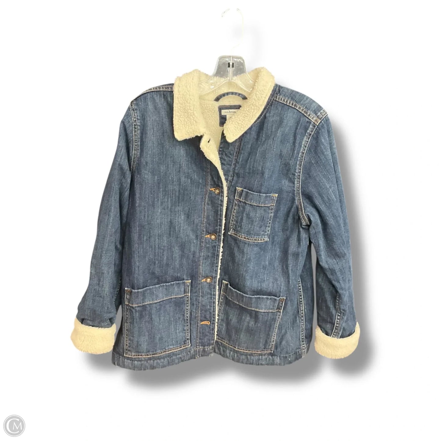Coat Faux Fur & Sherpa By L.l. Bean In Blue Denim, Size: M