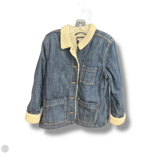 Coat Faux Fur & Sherpa By L.l. Bean In Blue Denim, Size: M