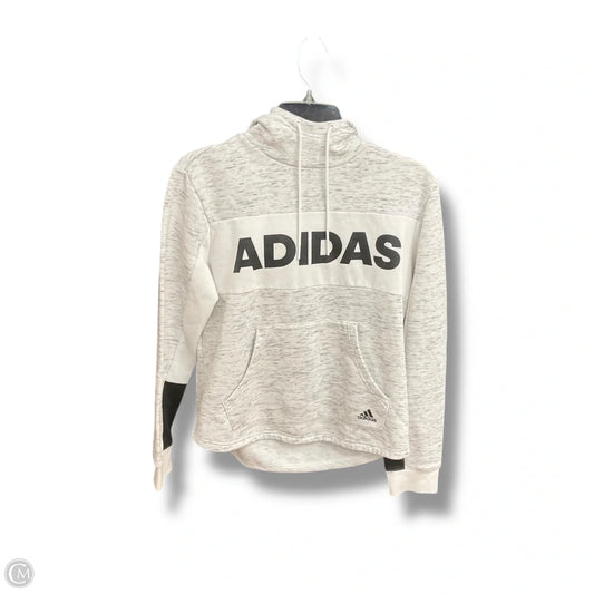 Athletic Top Long Sleeve Hoodie By Adidas In Black & Grey, Size: M