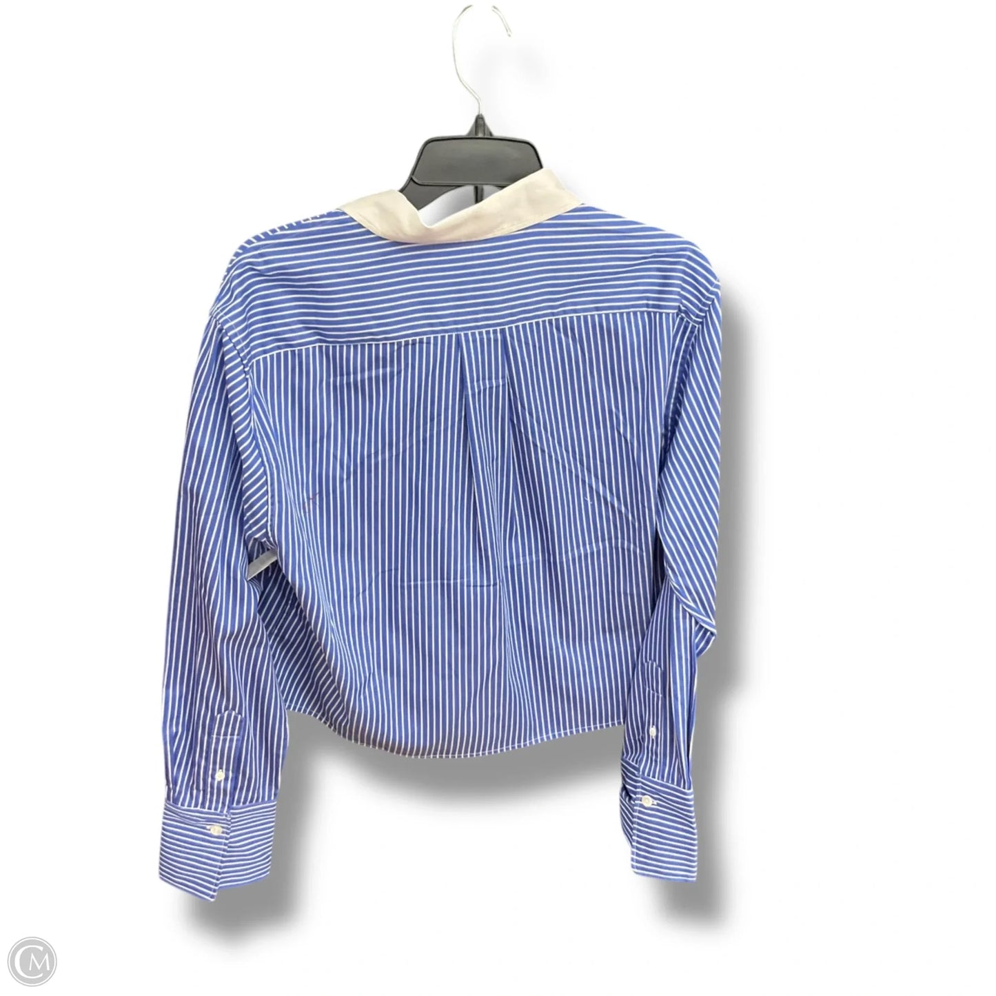 Blouse Long Sleeve By Madewell In Blue & White, Size: L