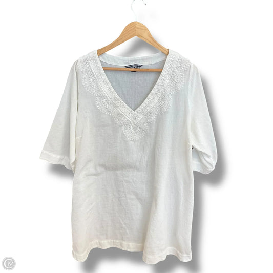 Tunic 3/4 Sleeve By Lands End In Cream, Size: 2x