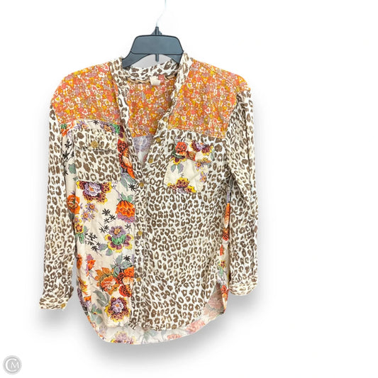 Blouse Long Sleeve By Pilcro In Animal Print, Size: Xs