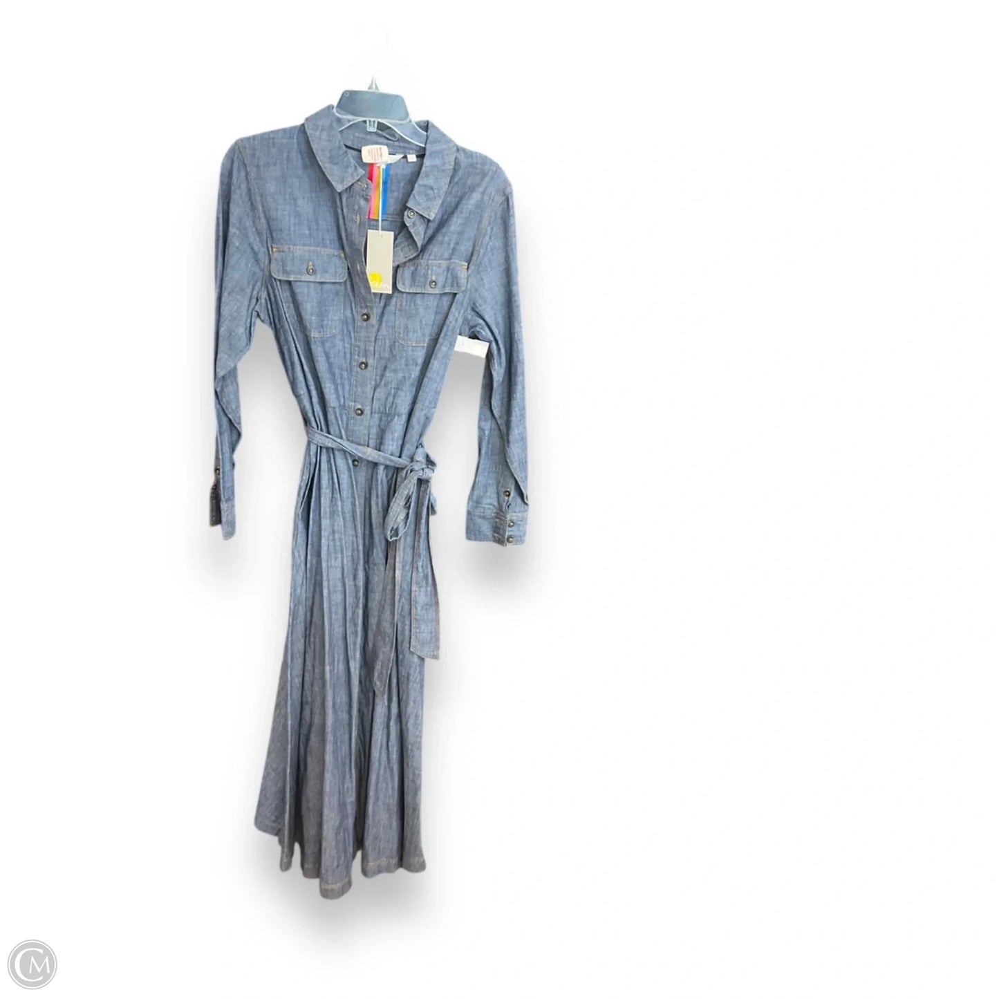 Dress Casual Midi By Boden In Blue Denim, Size: L