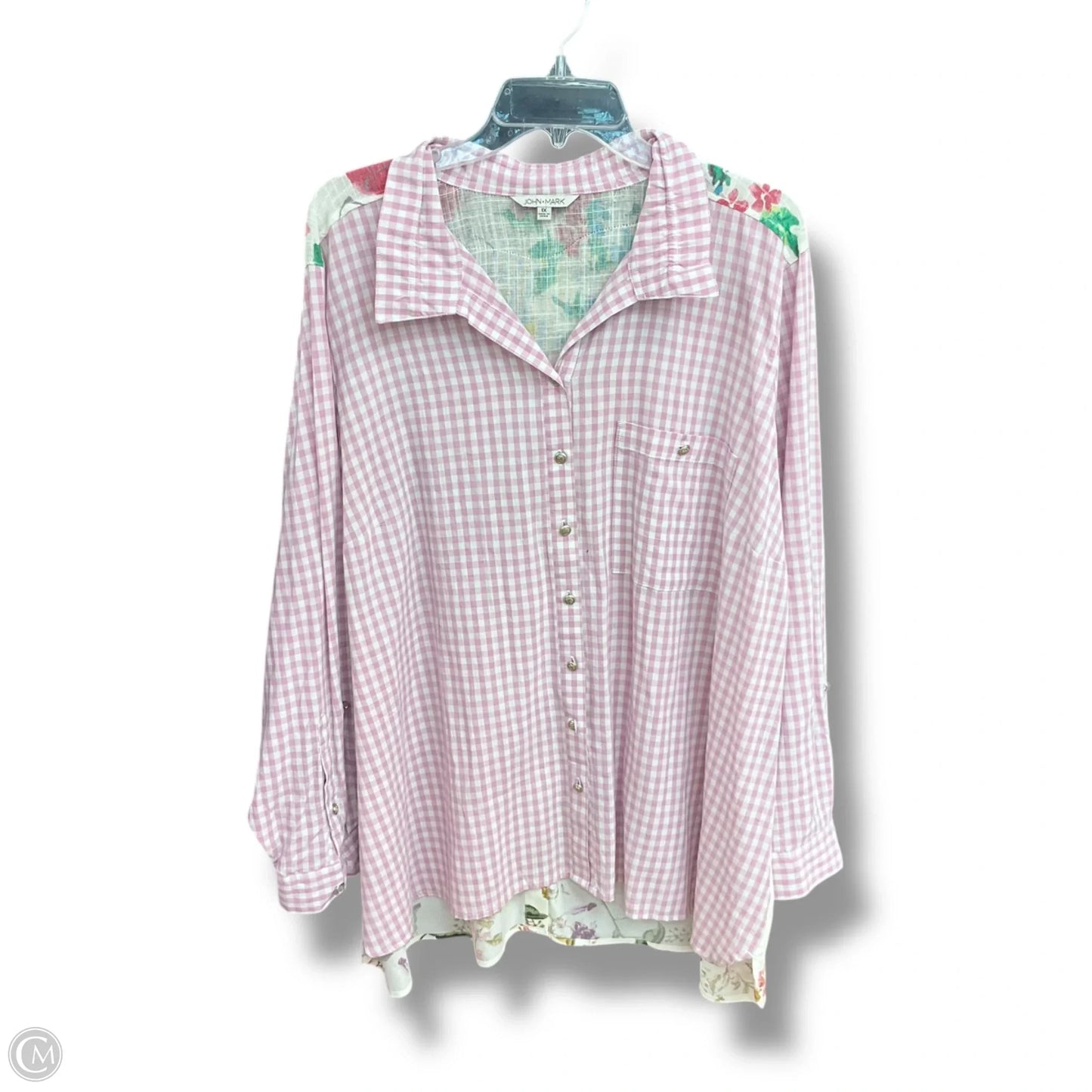 Blouse Long Sleeve By John Mark In Plaid Pattern, Size: 1x