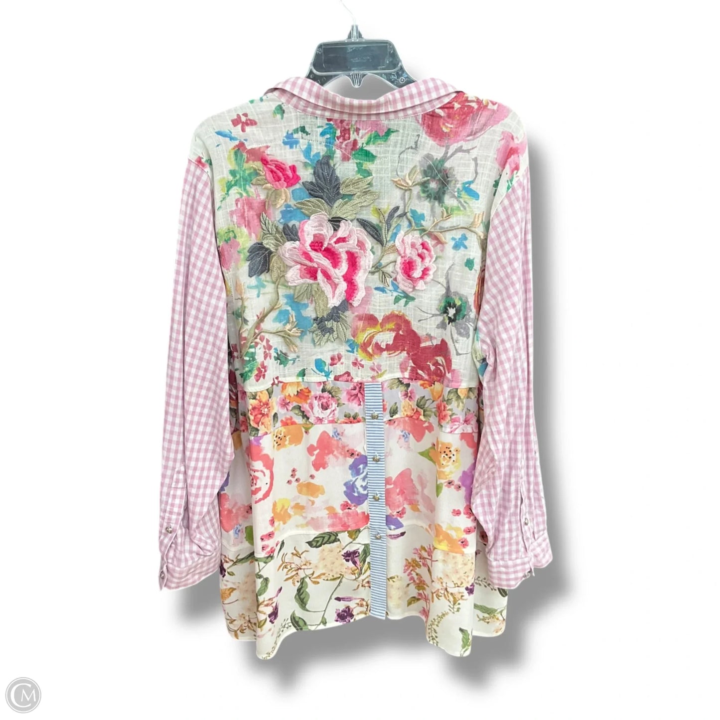 Blouse Long Sleeve By John Mark In Plaid Pattern, Size: 1x