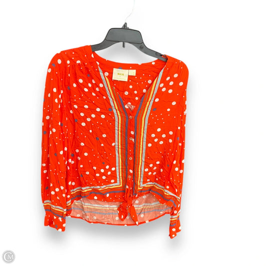 Blouse Long Sleeve By Maeve In Polkadot Pattern, Size: Xl