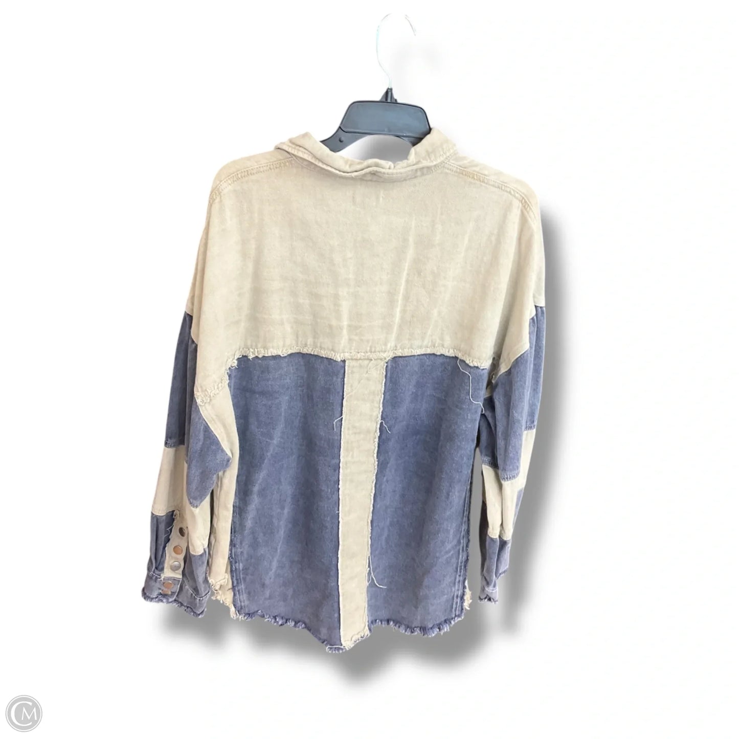 Jacket Shirt By Pol In Blue Denim, Size: L