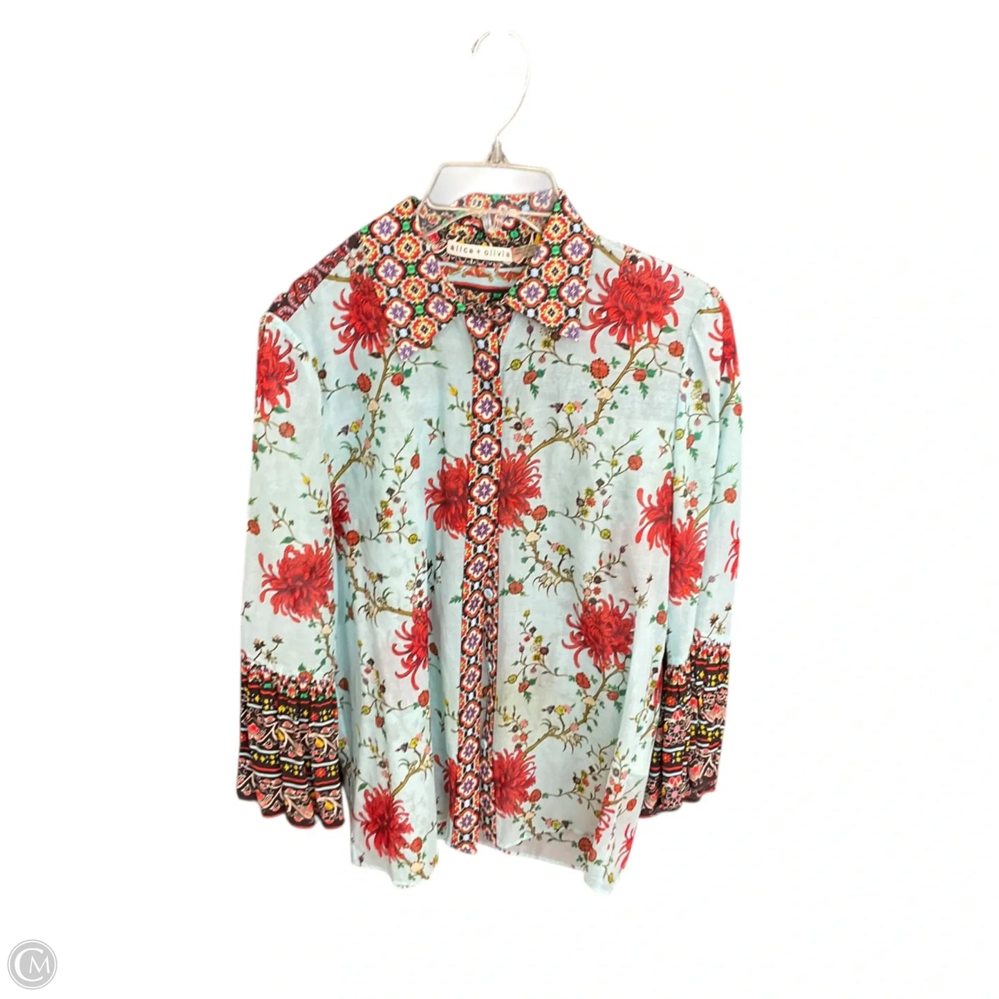 Blouse Designer By Alice + Olivia In Blue, Size: S