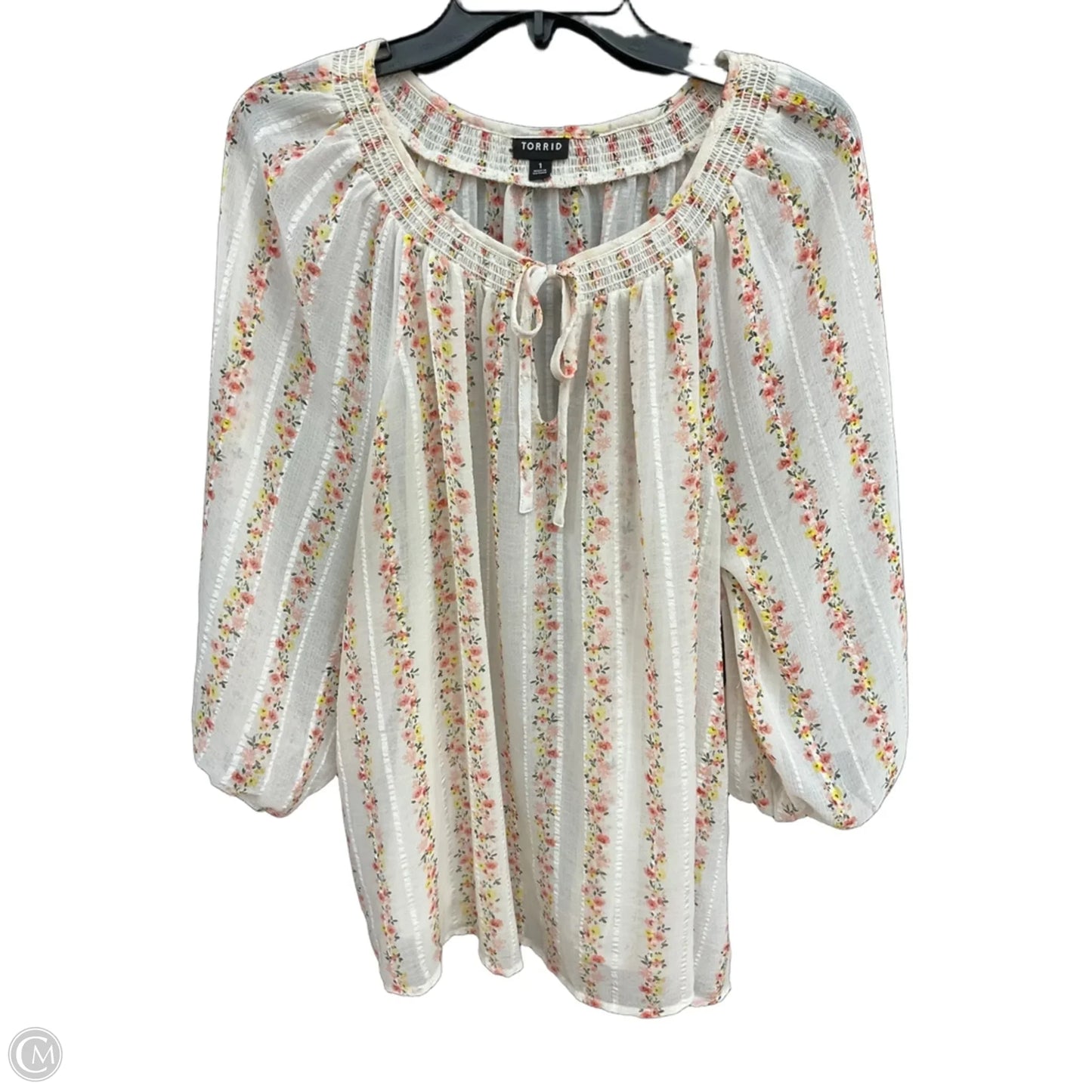 Top 3/4 Sleeve By Torrid In Floral Print, Size: 1x