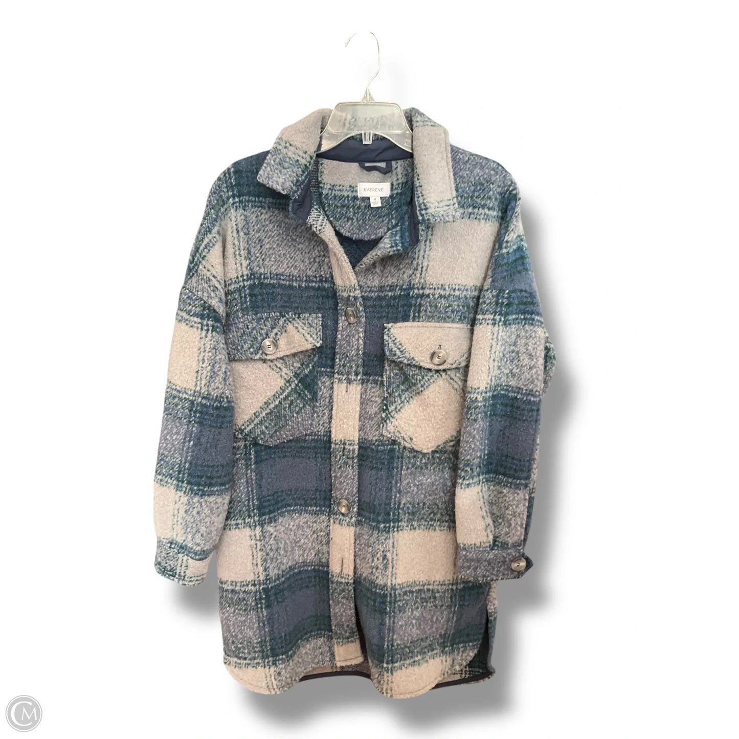 Jacket Faux Fur & Sherpa By Evereve In Blue & Green, Size: M