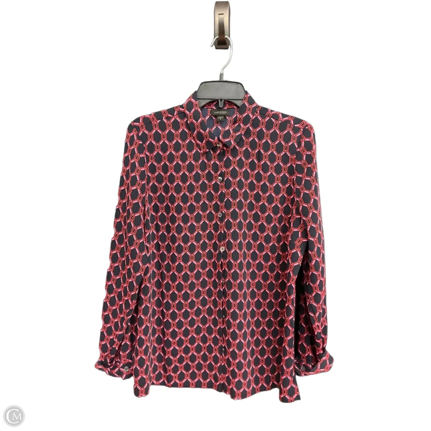 Blouse Long Sleeve By J. Jill In Blue & Pink, Size: M