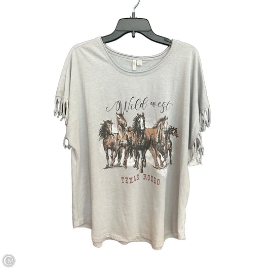 Top Short Sleeve By Cato In Grey, Size: 1x