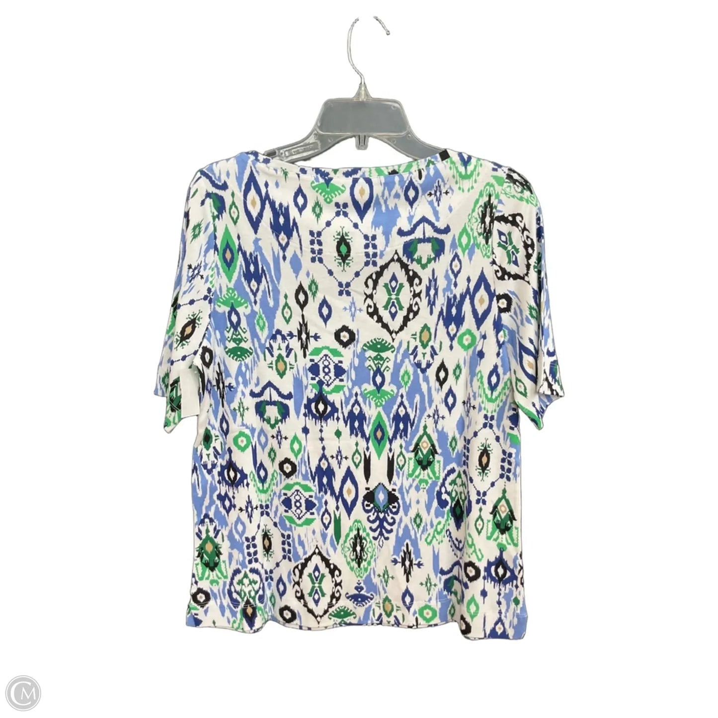 Top Short Sleeve By Chicos In Geometric Pattern, Size: L