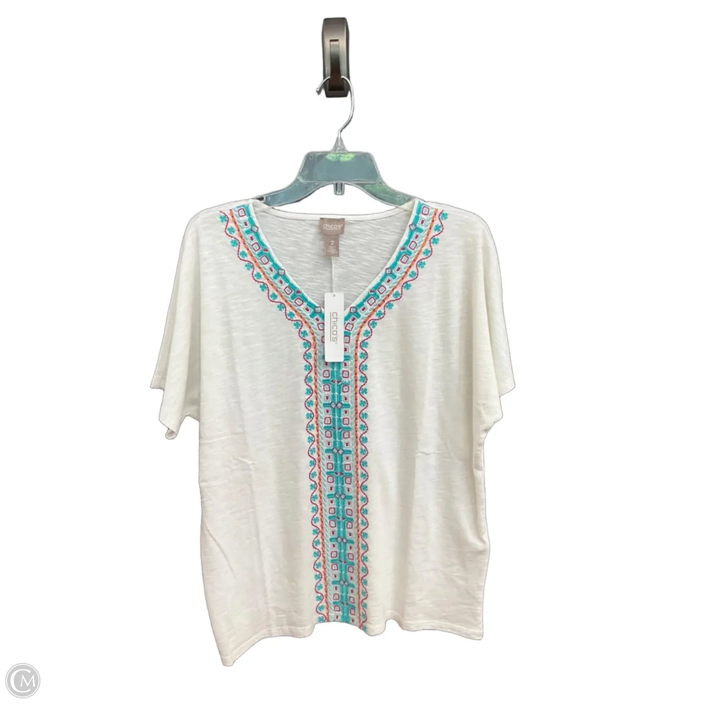 Top Short Sleeve By Chicos In White, Size: L