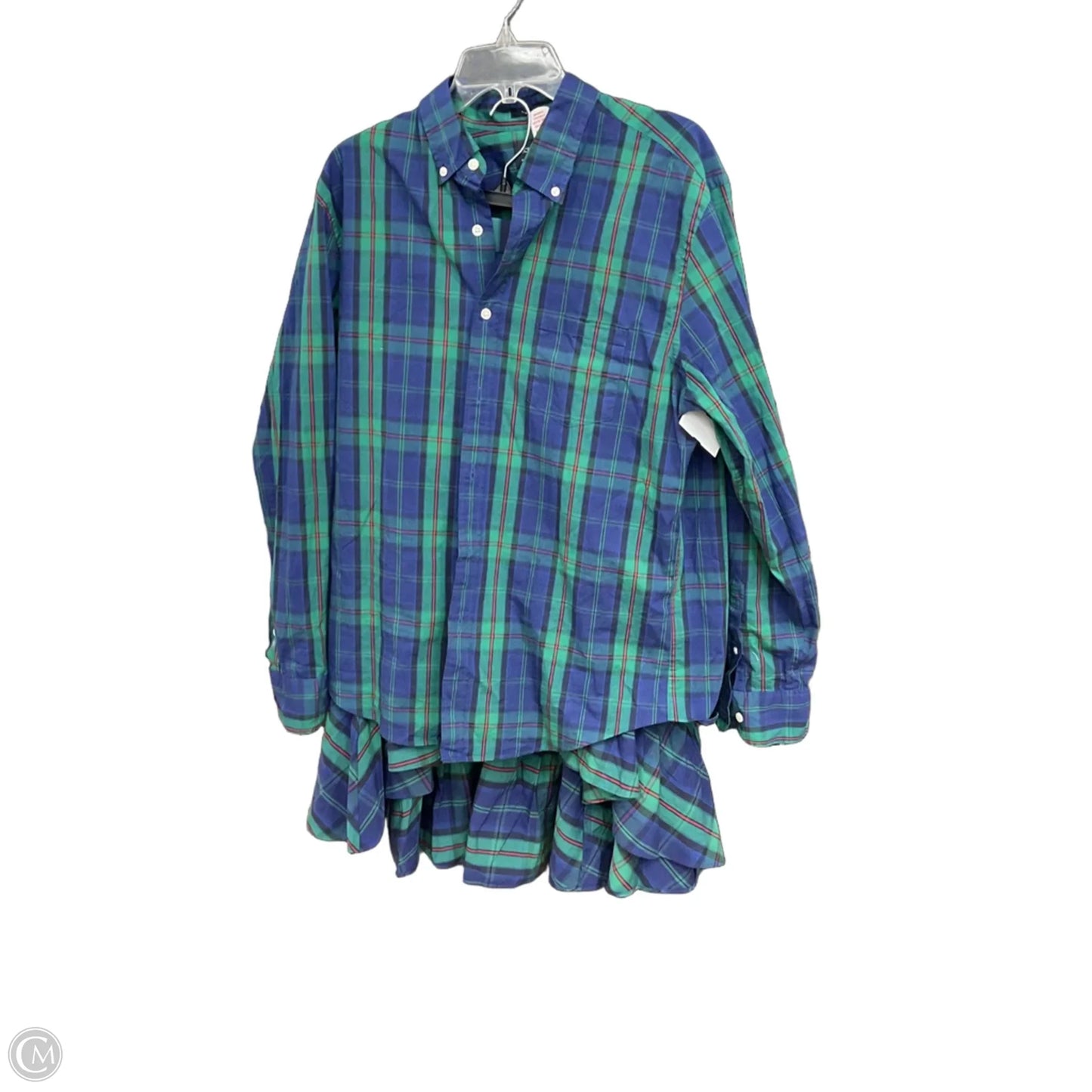 Blouse Long Sleeve By J. Crew In Blue & Green, Size: L