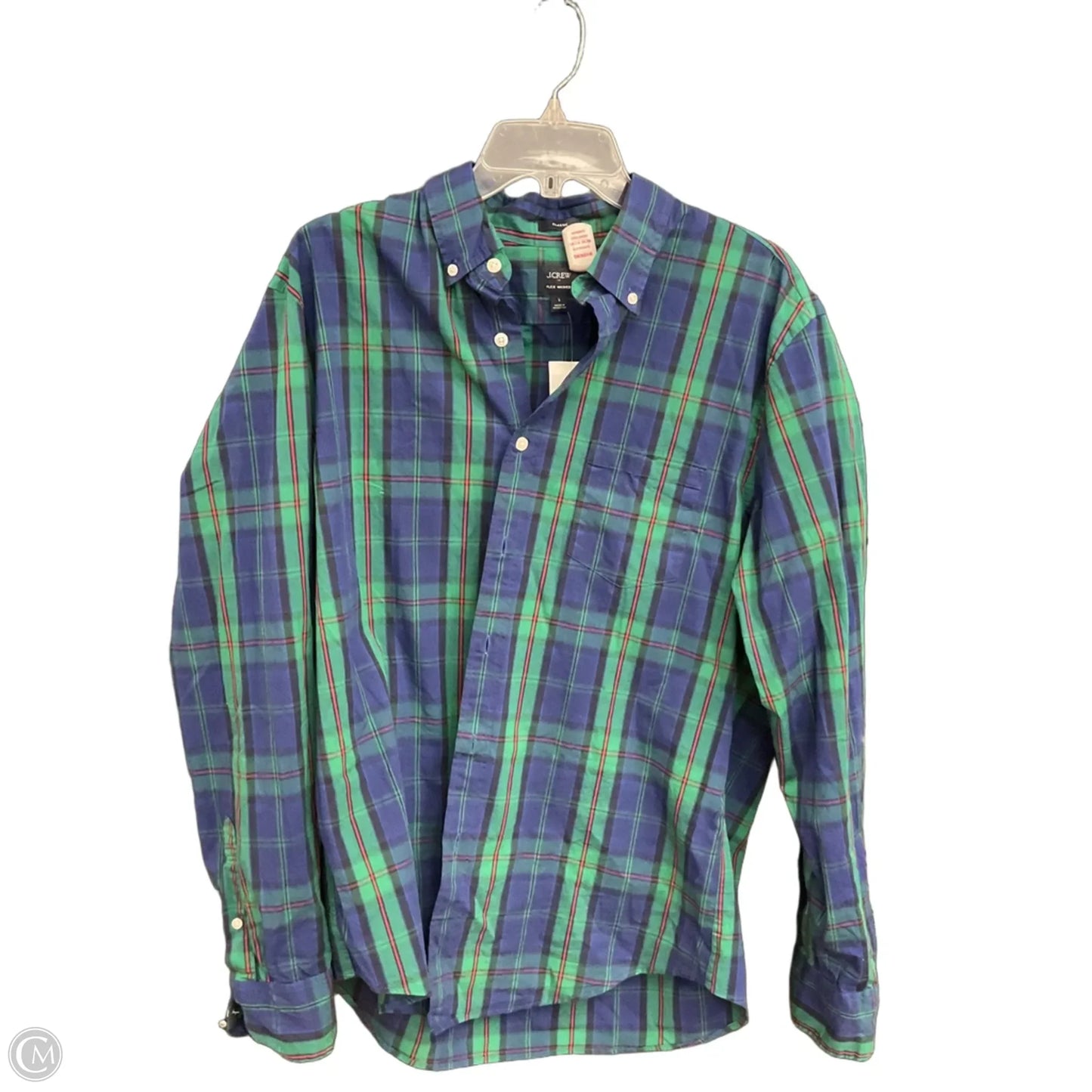 Blouse Long Sleeve By J. Crew In Blue & Green, Size: L