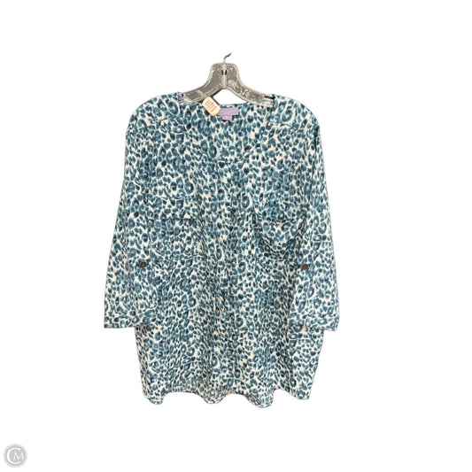 Top Long Sleeve By Laura Scott In Blue, Size: 2x