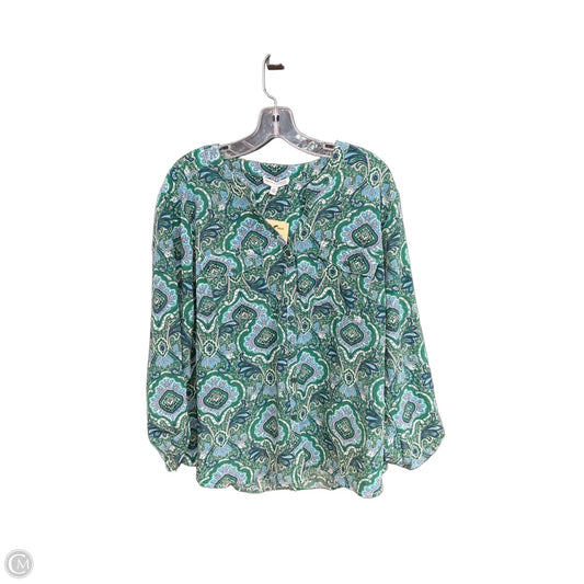 Top Long Sleeve By Notations In Blue & Green, Size: 3x