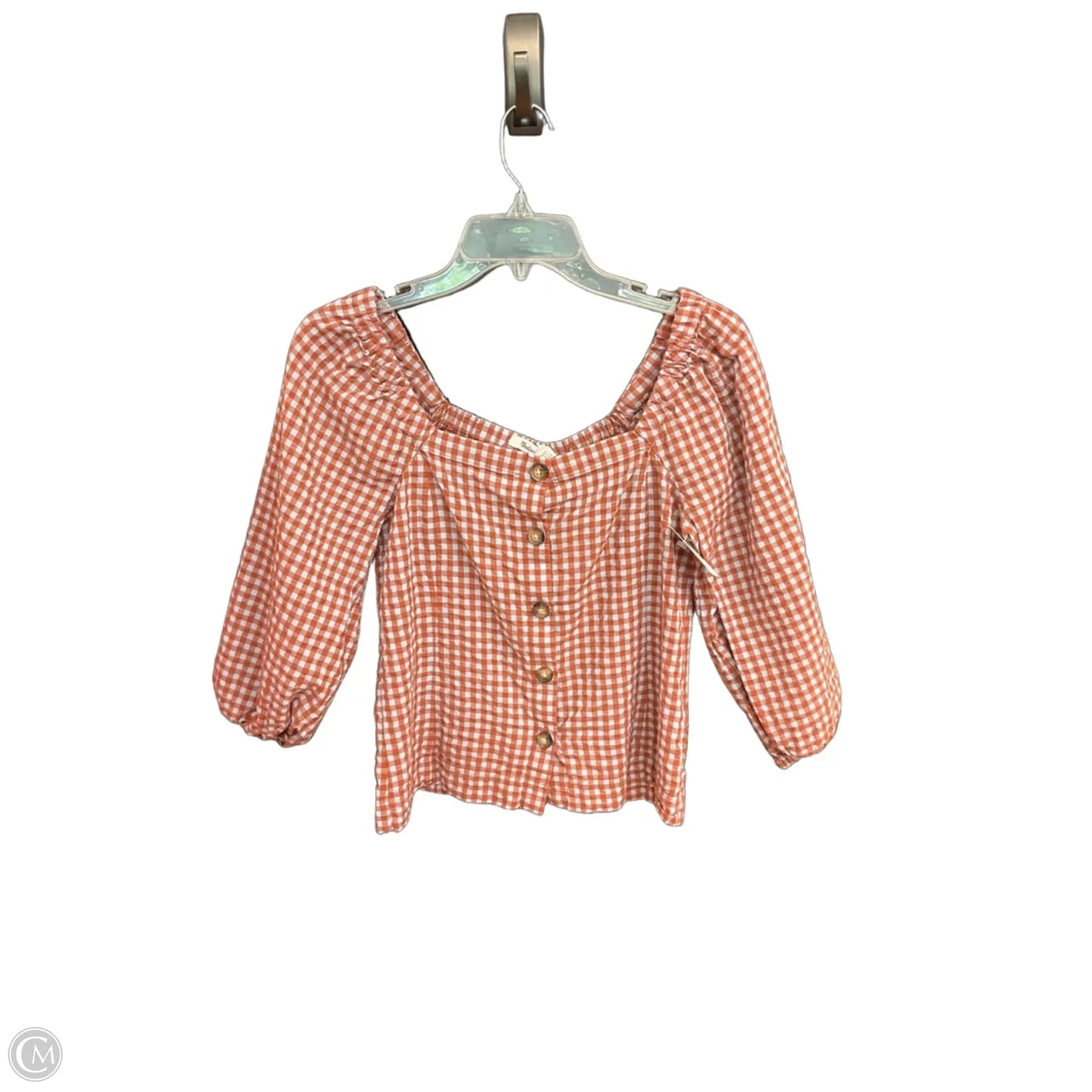 Top Short Sleeve By Madewell In Plaid Pattern, Size: Xs