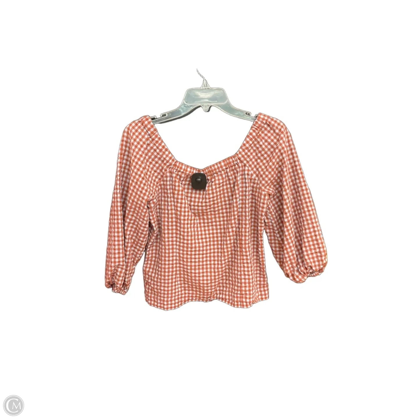 Top Short Sleeve By Madewell In Plaid Pattern, Size: Xs