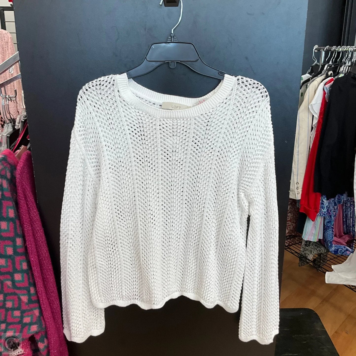 Top Long Sleeve By Loft In White, Size: S