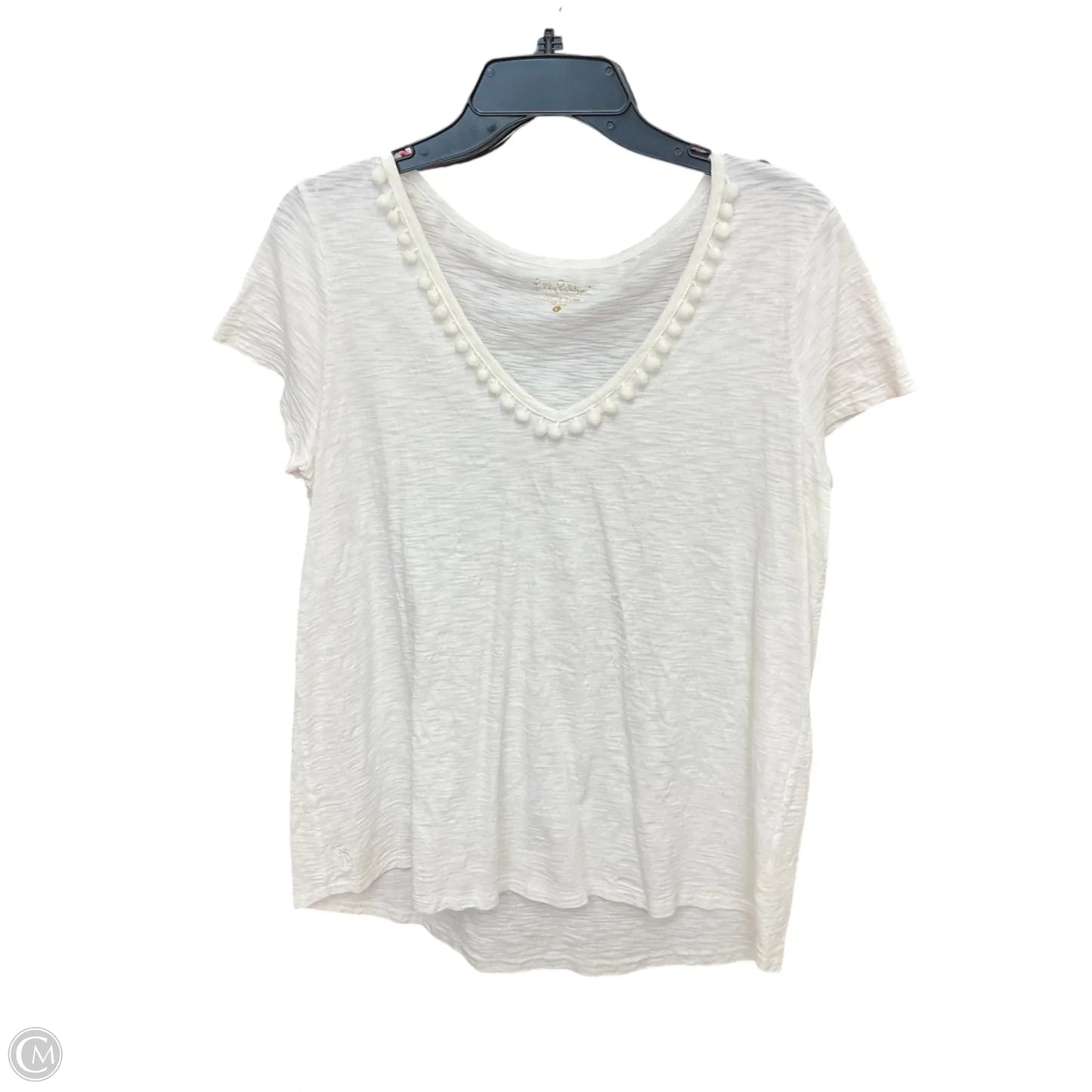 Top Short Sleeve Designer By Lilly Pulitzer In White, Size: L