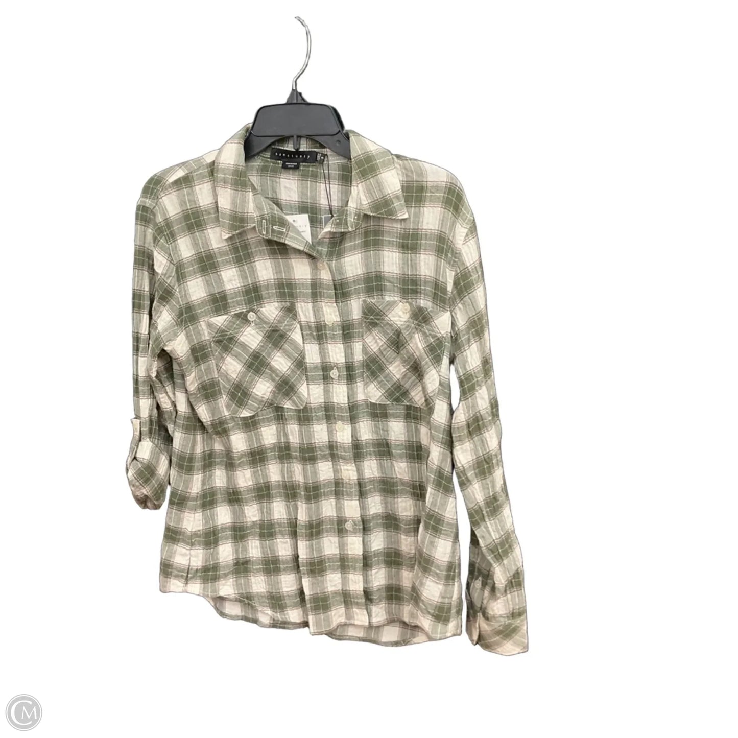Blouse Long Sleeve By Sanctuary In Plaid Pattern, Size: S