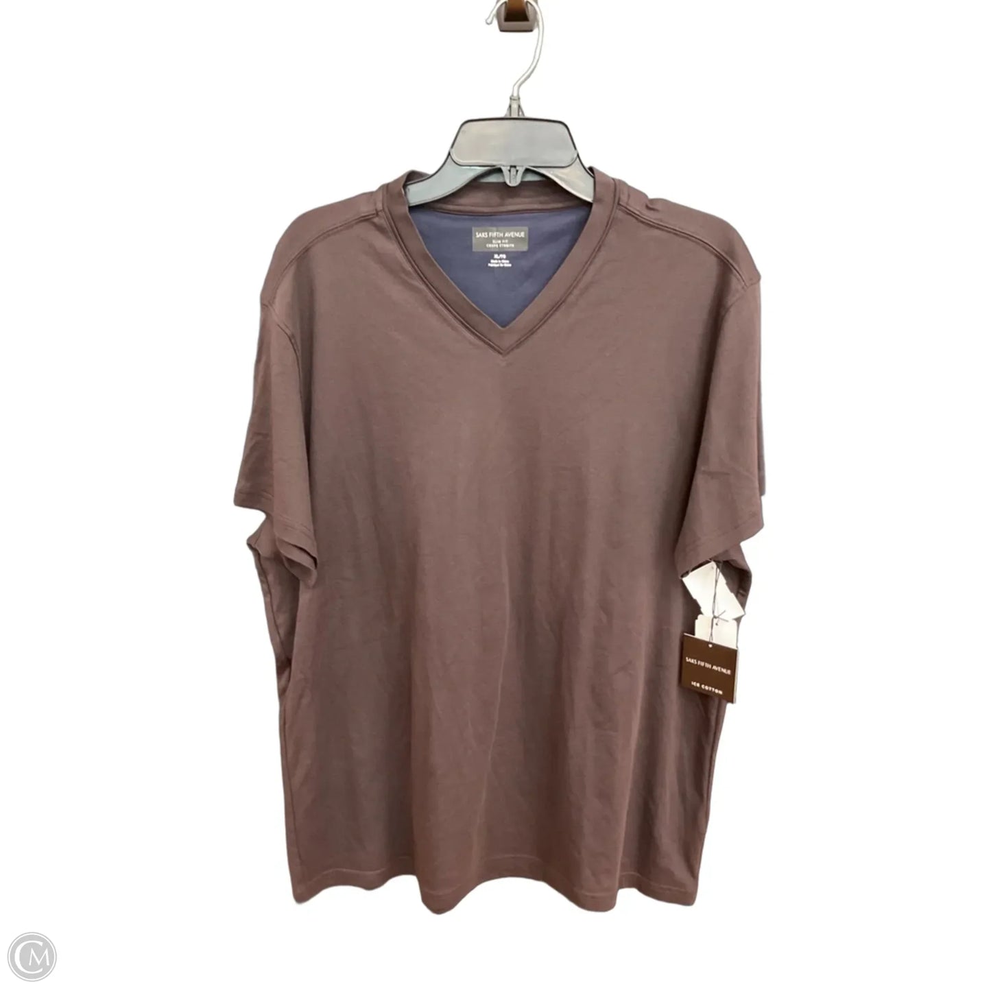Top Short Sleeve By Saks Fifth Avenue In Brown, Size: Xl