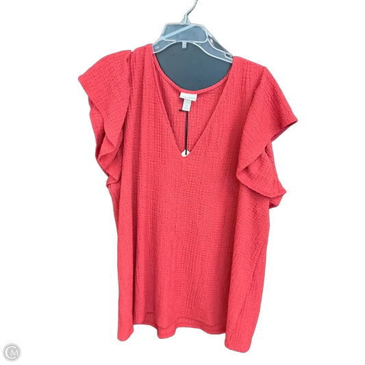 Top Short Sleeve By Ava & Viv In Red, Size: 2x