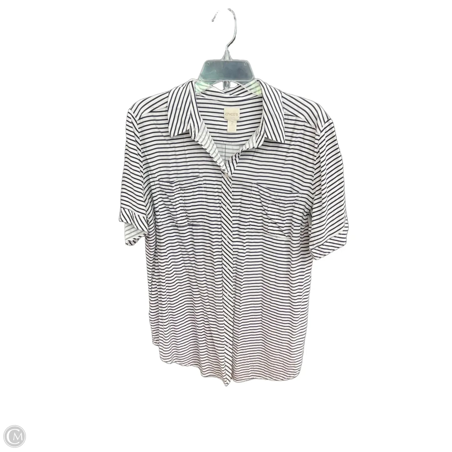 Top Short Sleeve By Chicos In Striped Pattern, Size: L