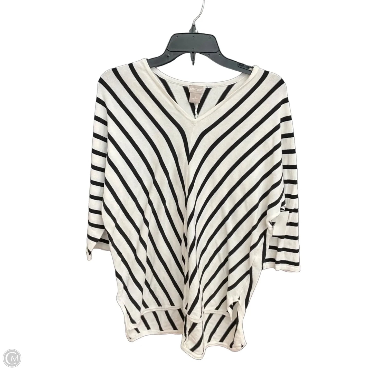 Top Short Sleeve By Chicos In Striped Pattern, Size: L