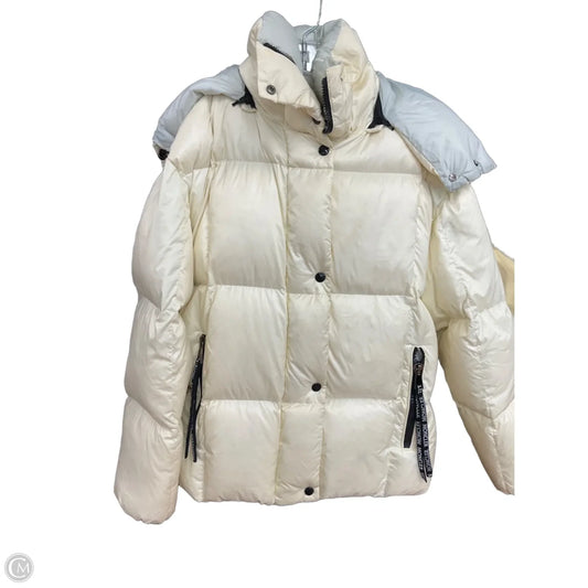 Coat Luxury Designer By Moncler In Cream, Size: Xs