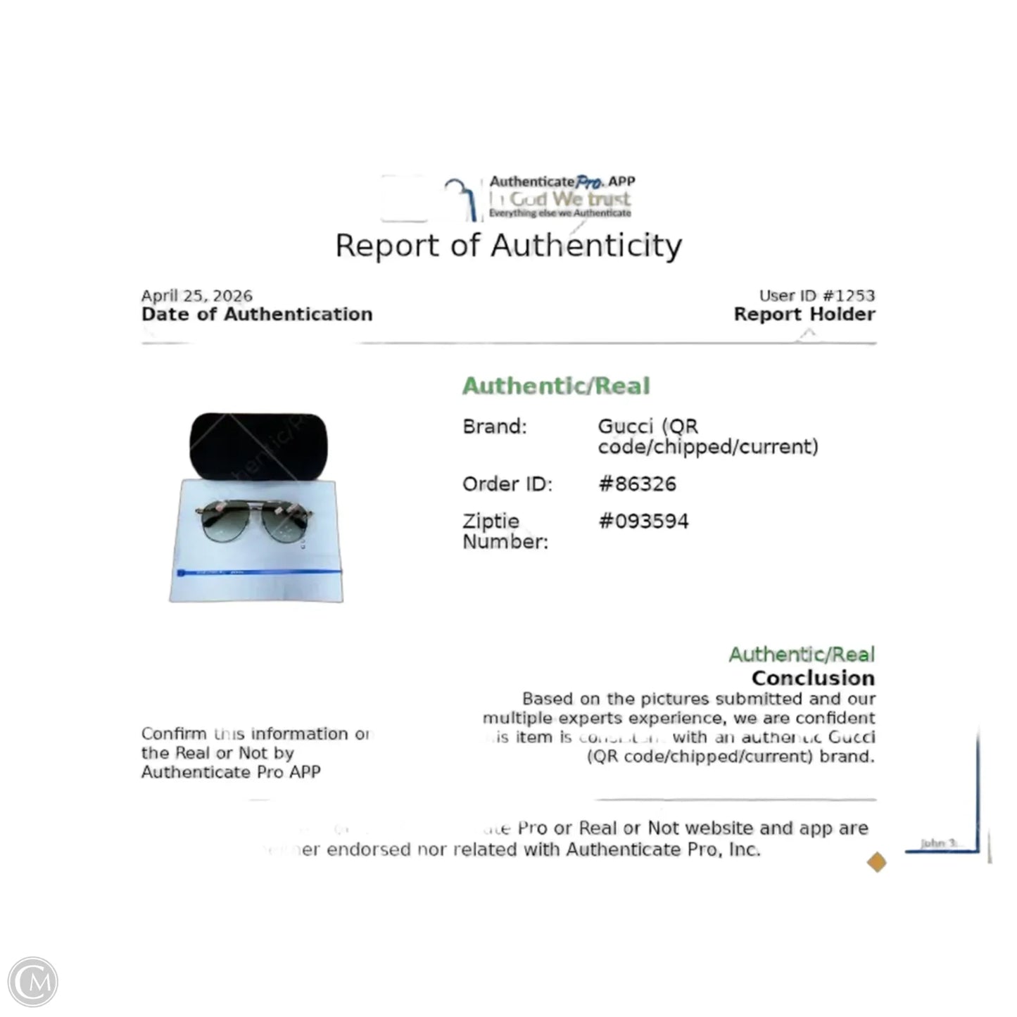 Sunglasses Luxury Designer By Gucci, Size: Medium