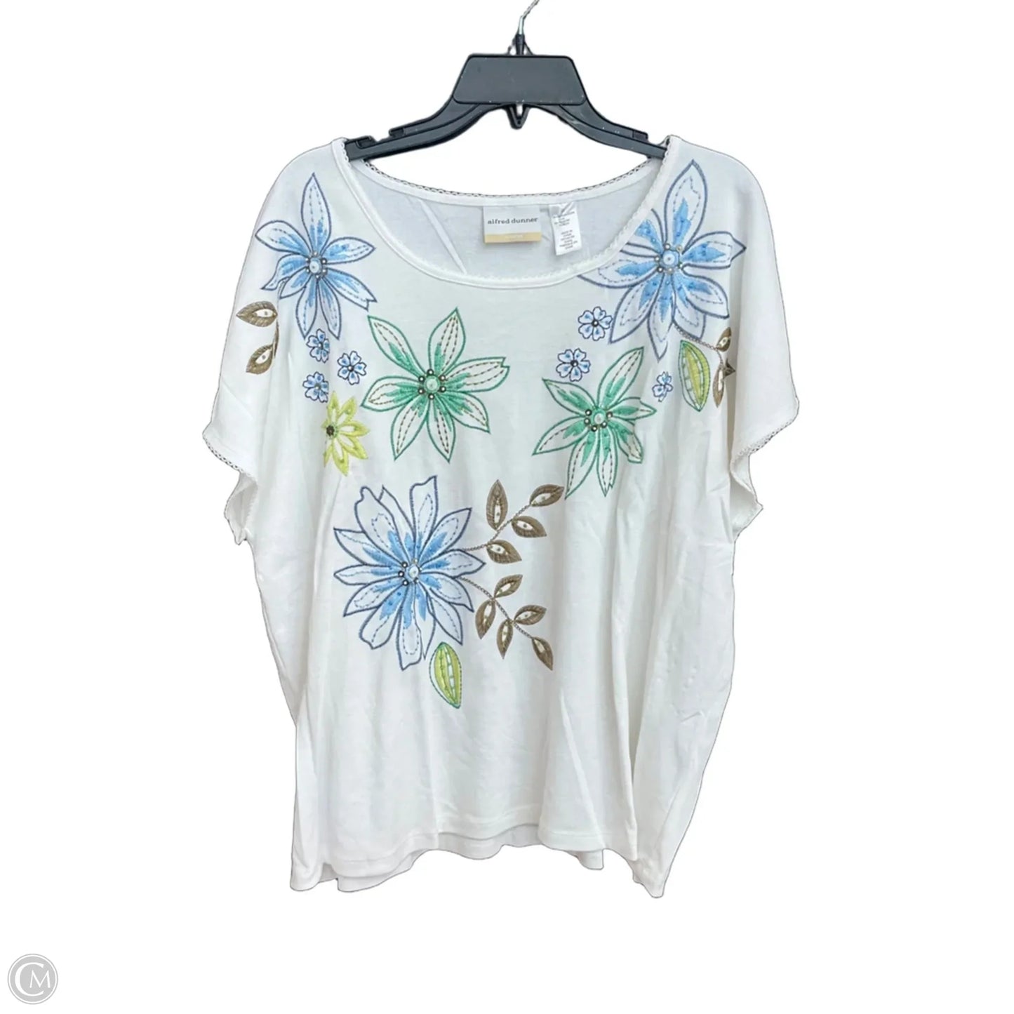 Top Short Sleeve By Alfred Dunner In White, Size: 2x