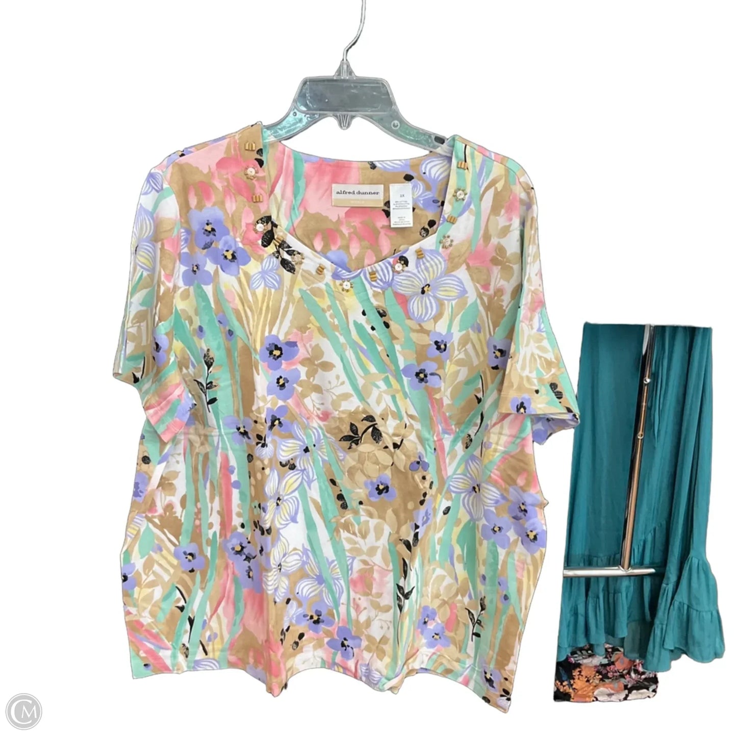Top Short Sleeve By Alfred Dunner In Floral Print, Size: 2x