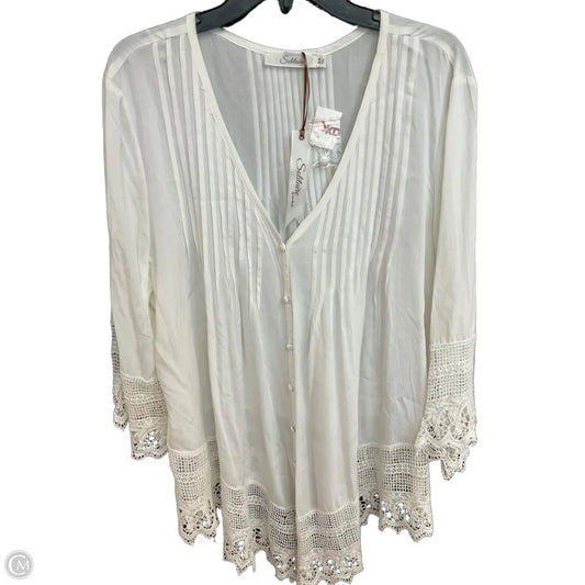 Top 3/4 Sleeve By Solitaire In White, Size: 3x