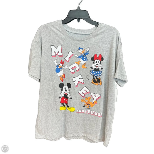 Top Short Sleeve By Disney In Grey, Size: L