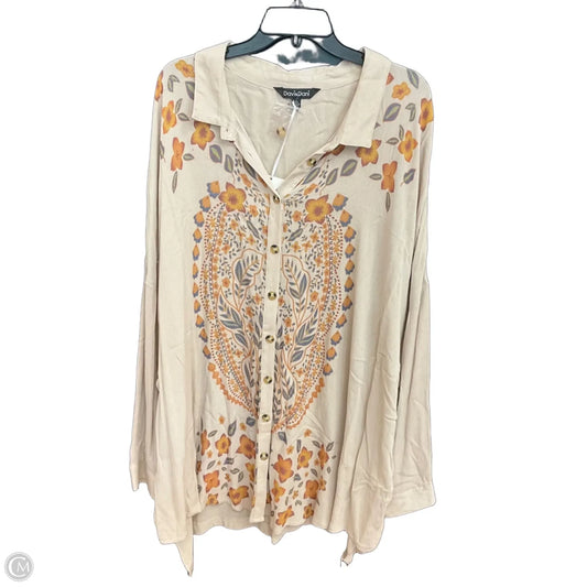 Blouse Long Sleeve By Davi & Dani In Beige, Size: 3x