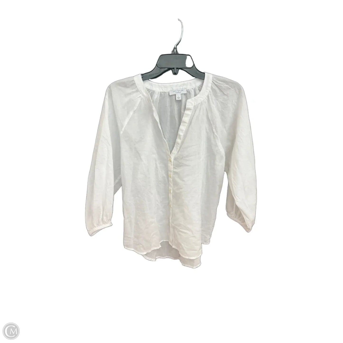 Top Long Sleeve By Ann Taylor In White, Size: S