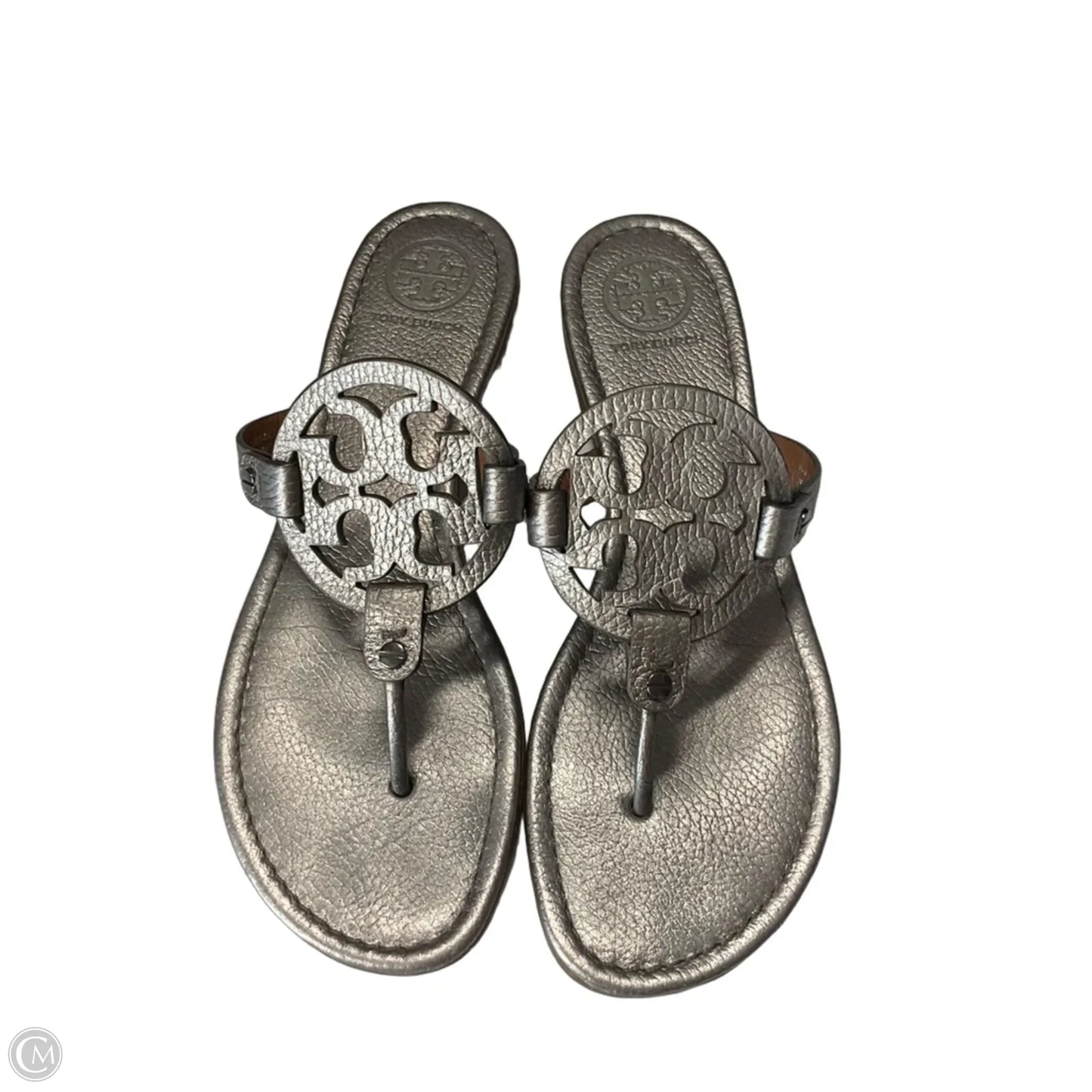 Sandals Designer By Tory Burch In Silver, Size: 9
