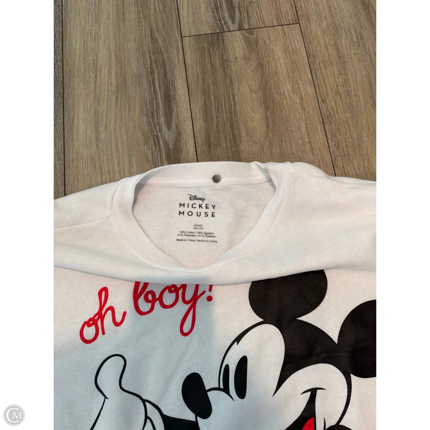 Sweatshirt Collar By Disney In White, Size: 1x
