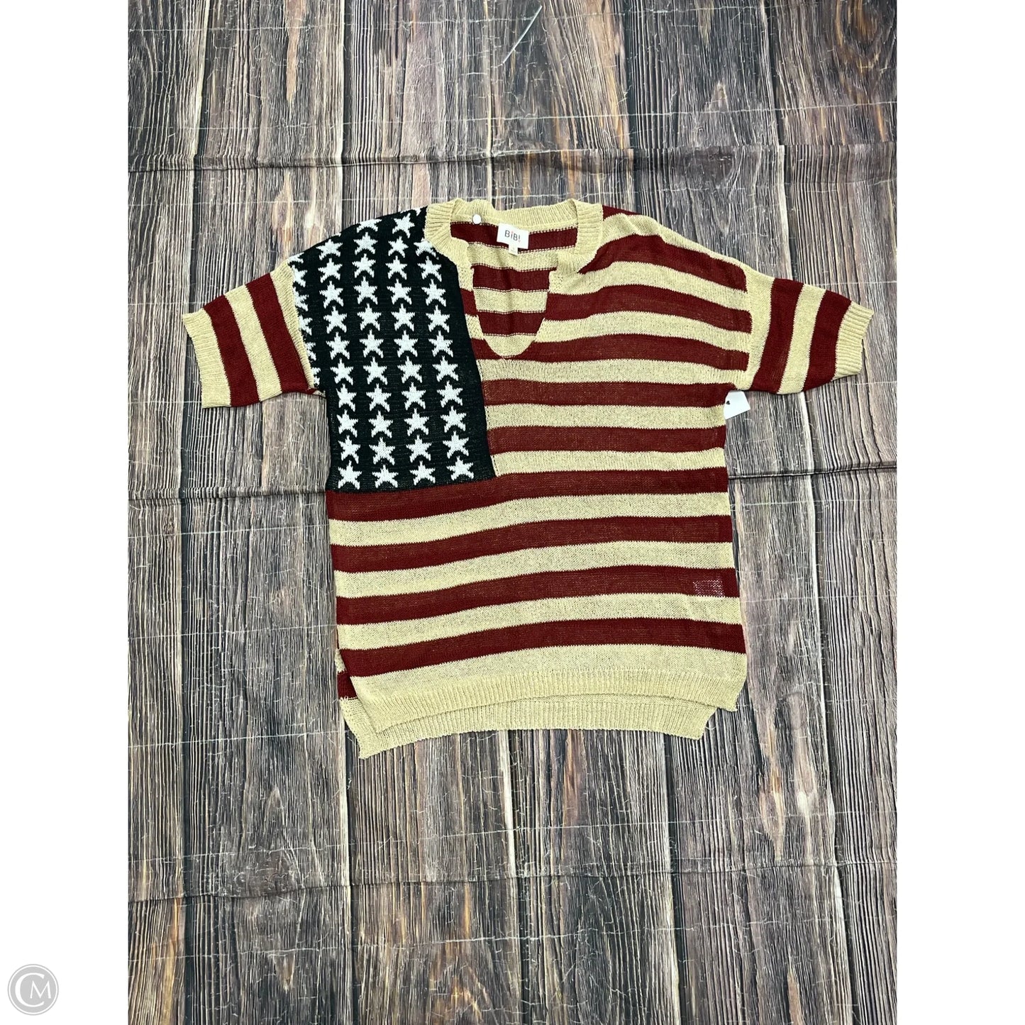 Top Short Sleeve By Bibi In Striped Pattern, Size: S