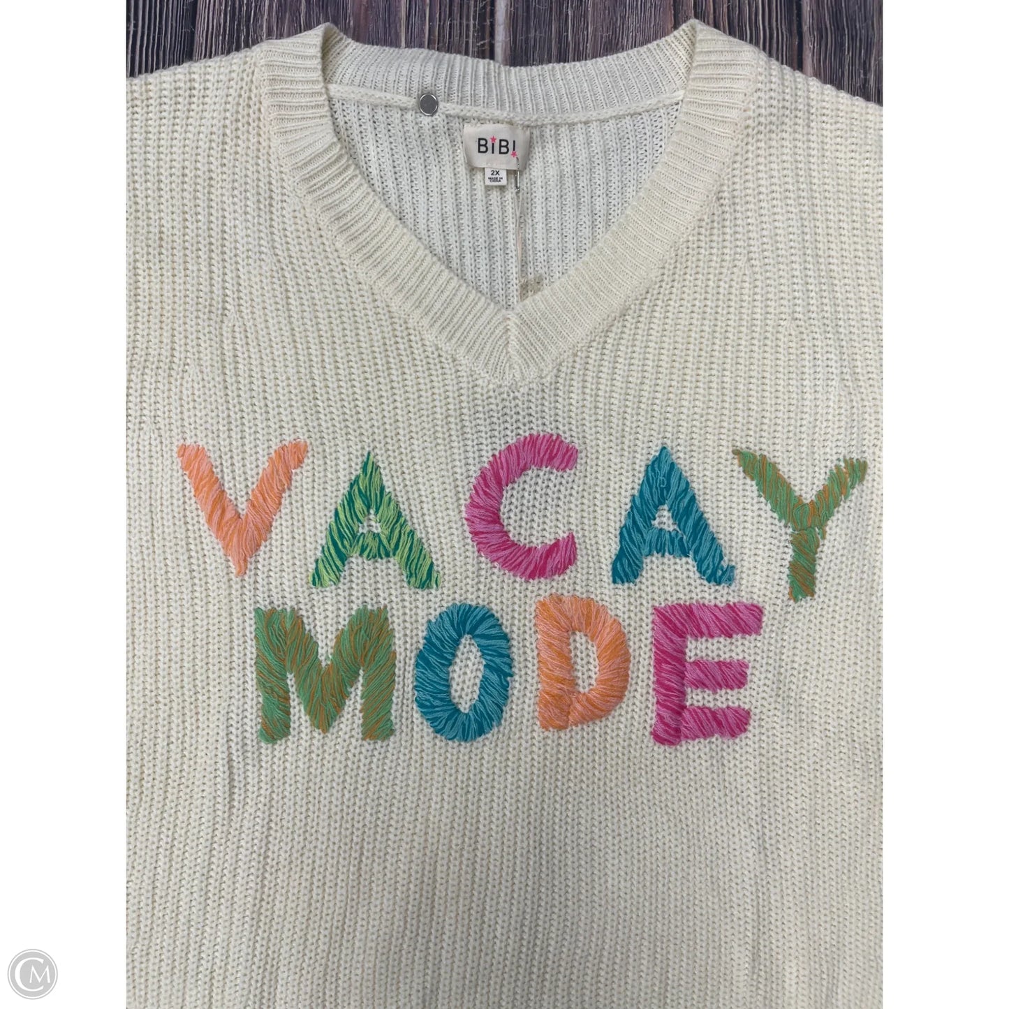 Sweater Short Sleeve By Bibi In Cream, Size: 2x