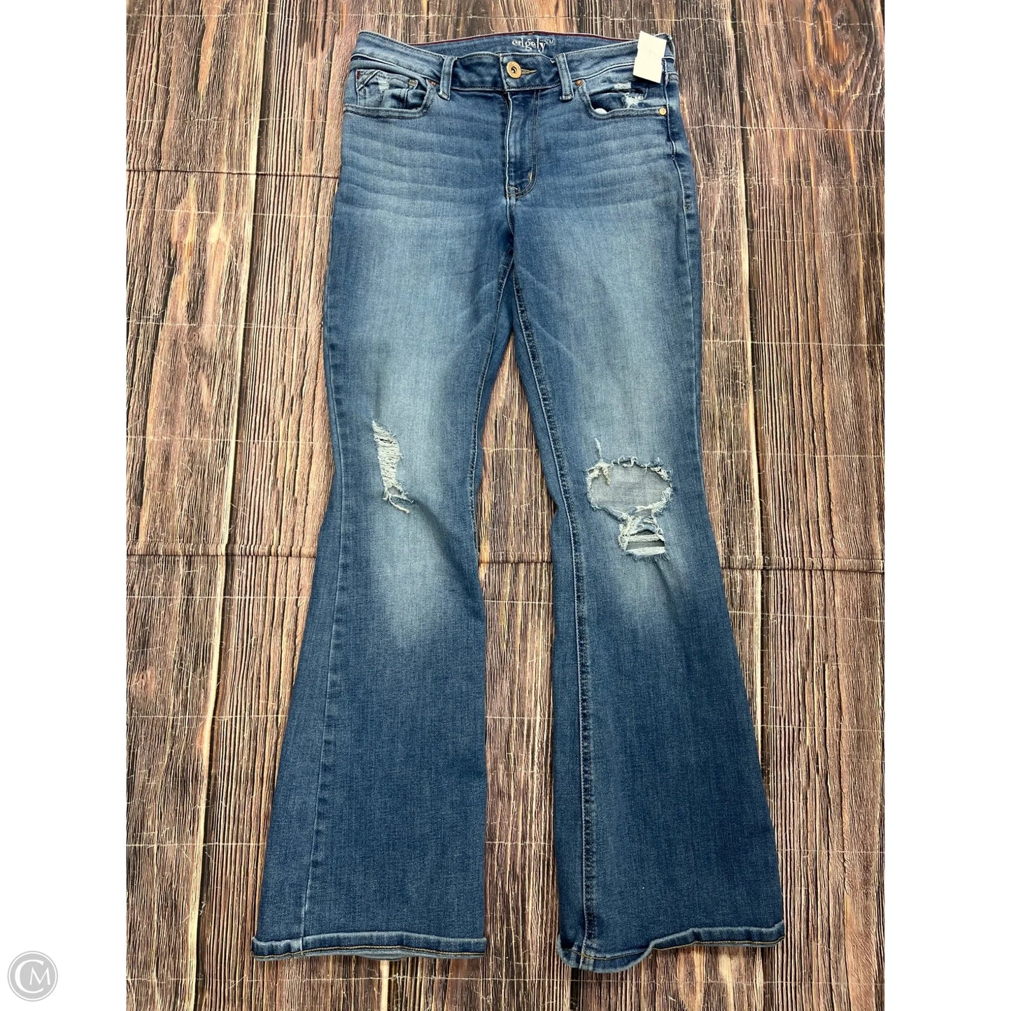 Jeans Flared By Edgely In Blue Denim, Size: 10