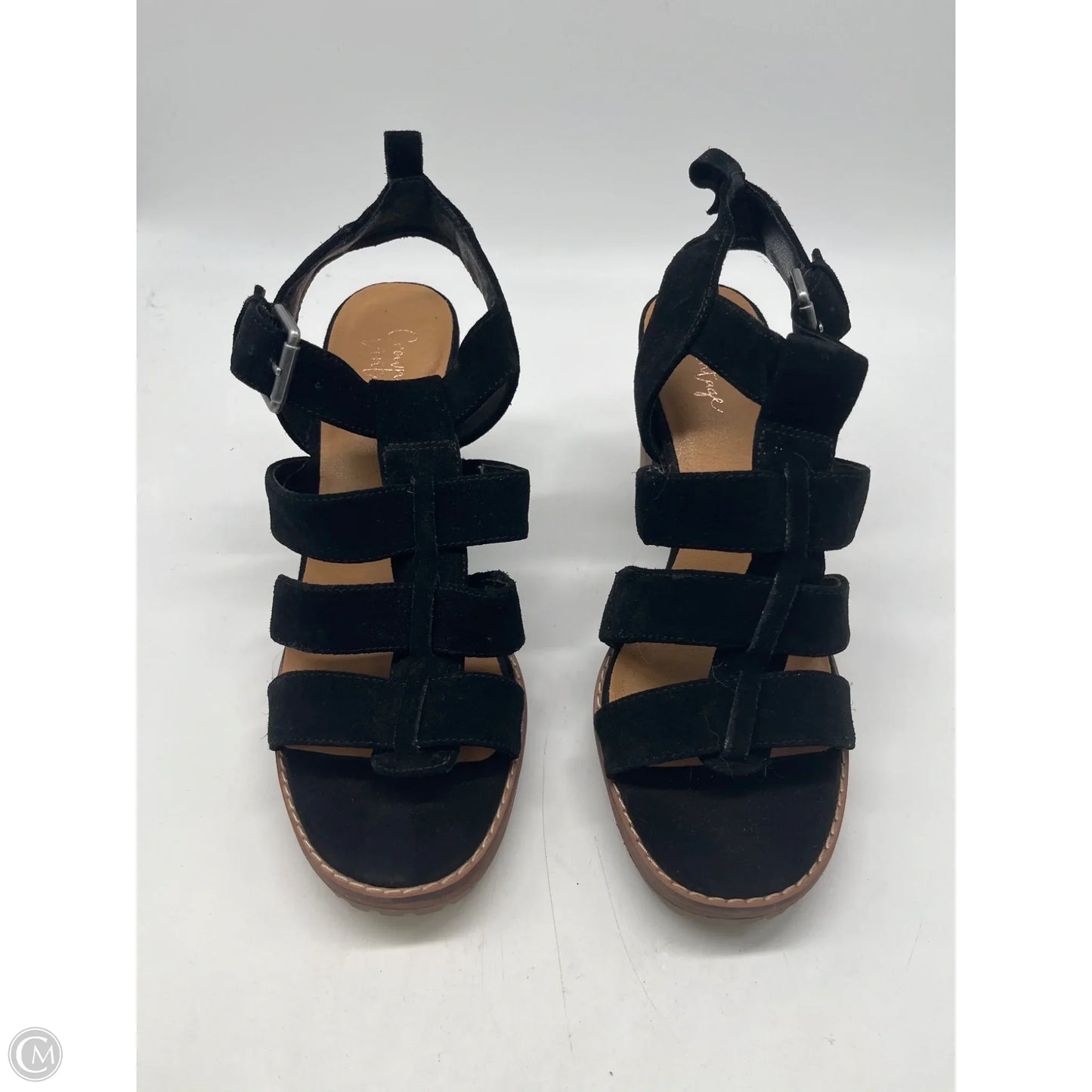 Sandals Heels Block By Crown Vintage In Black, Size: 8